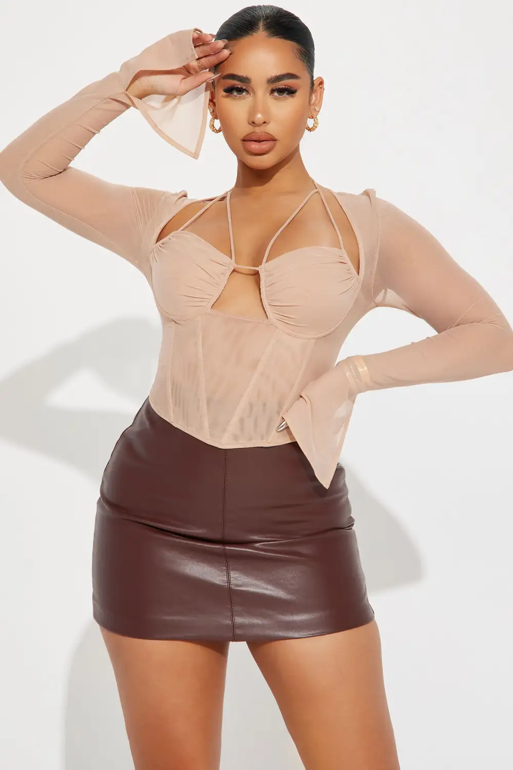 Melanie Mesh Corset Top - Nude