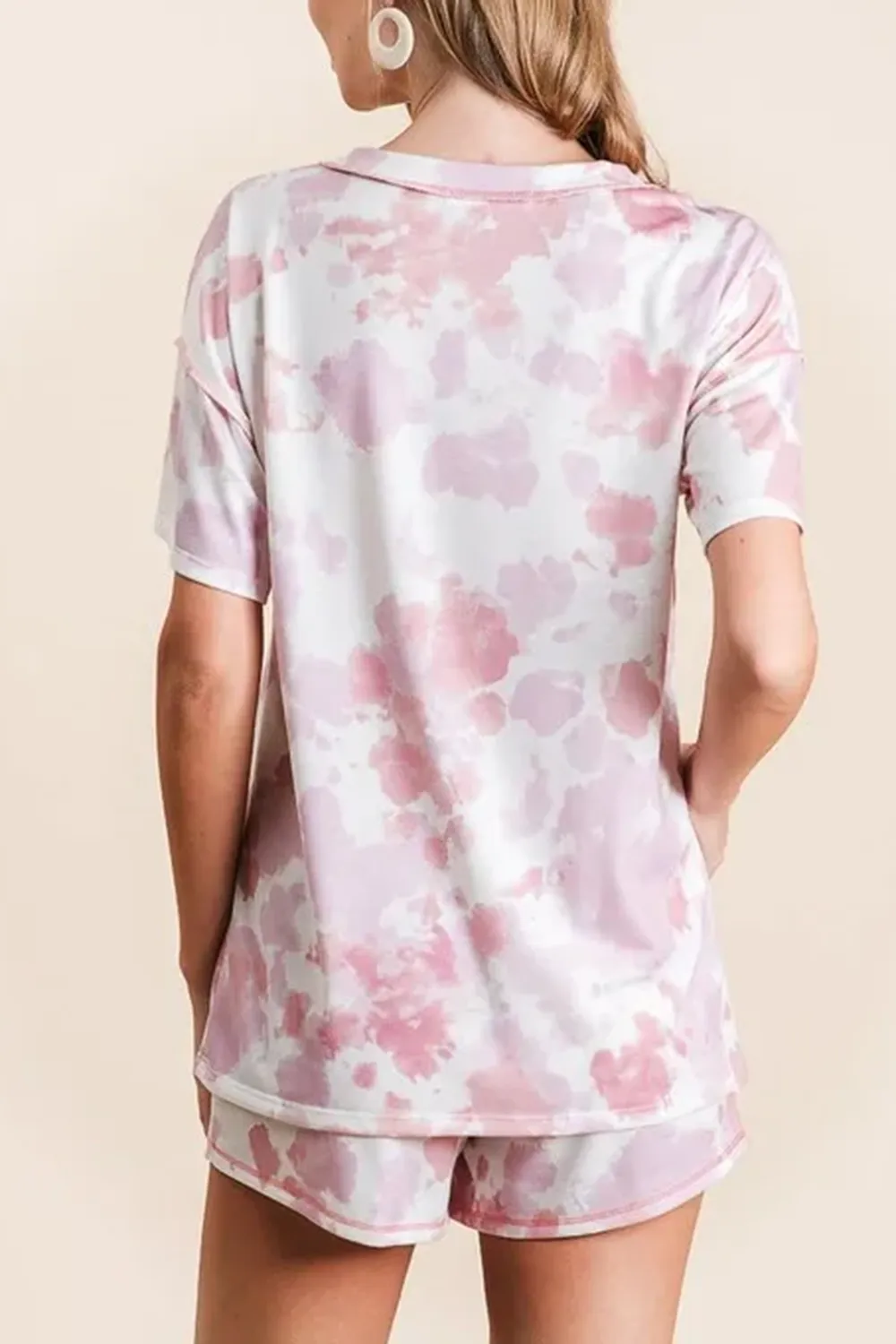 Art Tie-Dyeing Pink Hight Waist Shorts