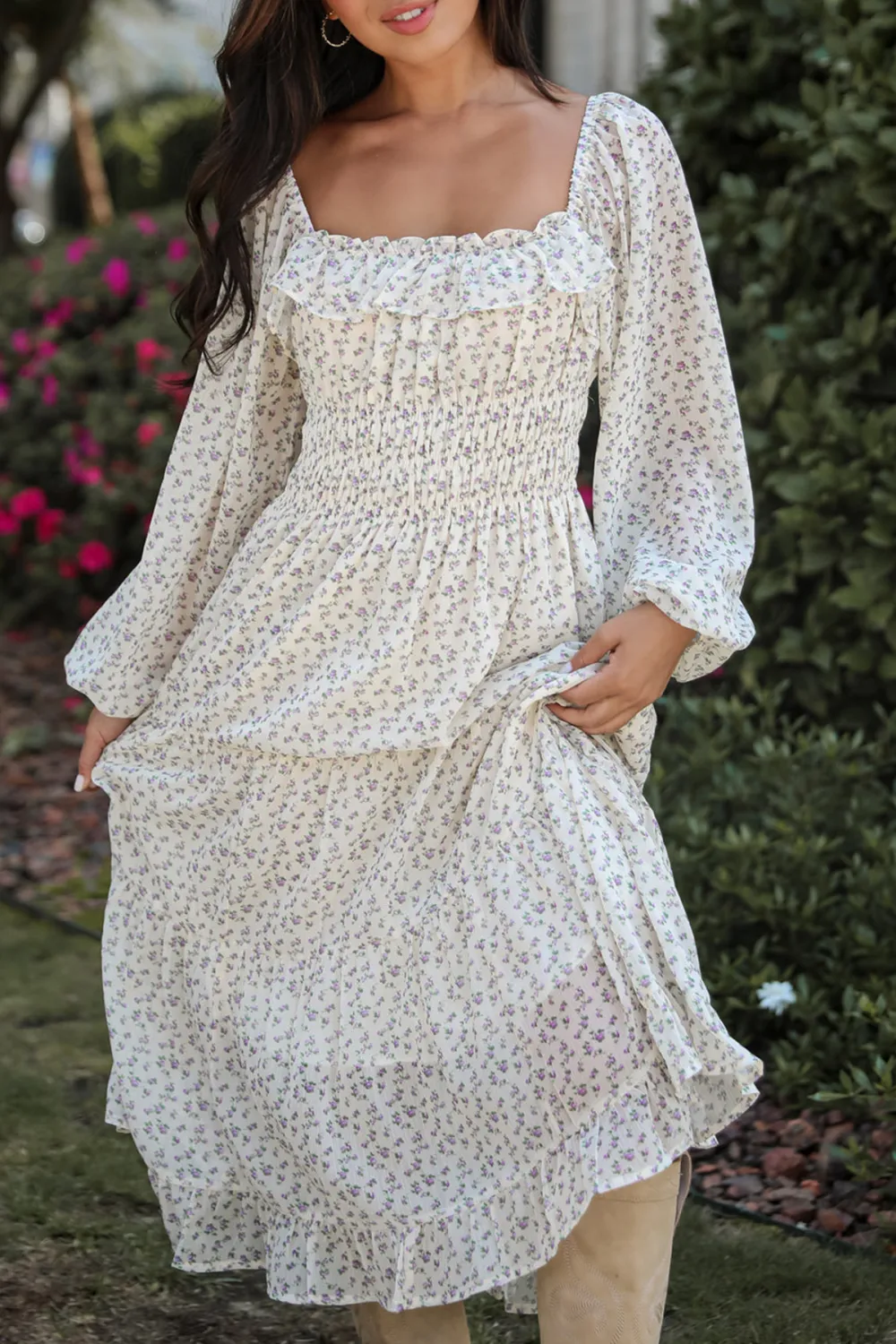 Endearing Appeal Cream Floral Midi Dress
