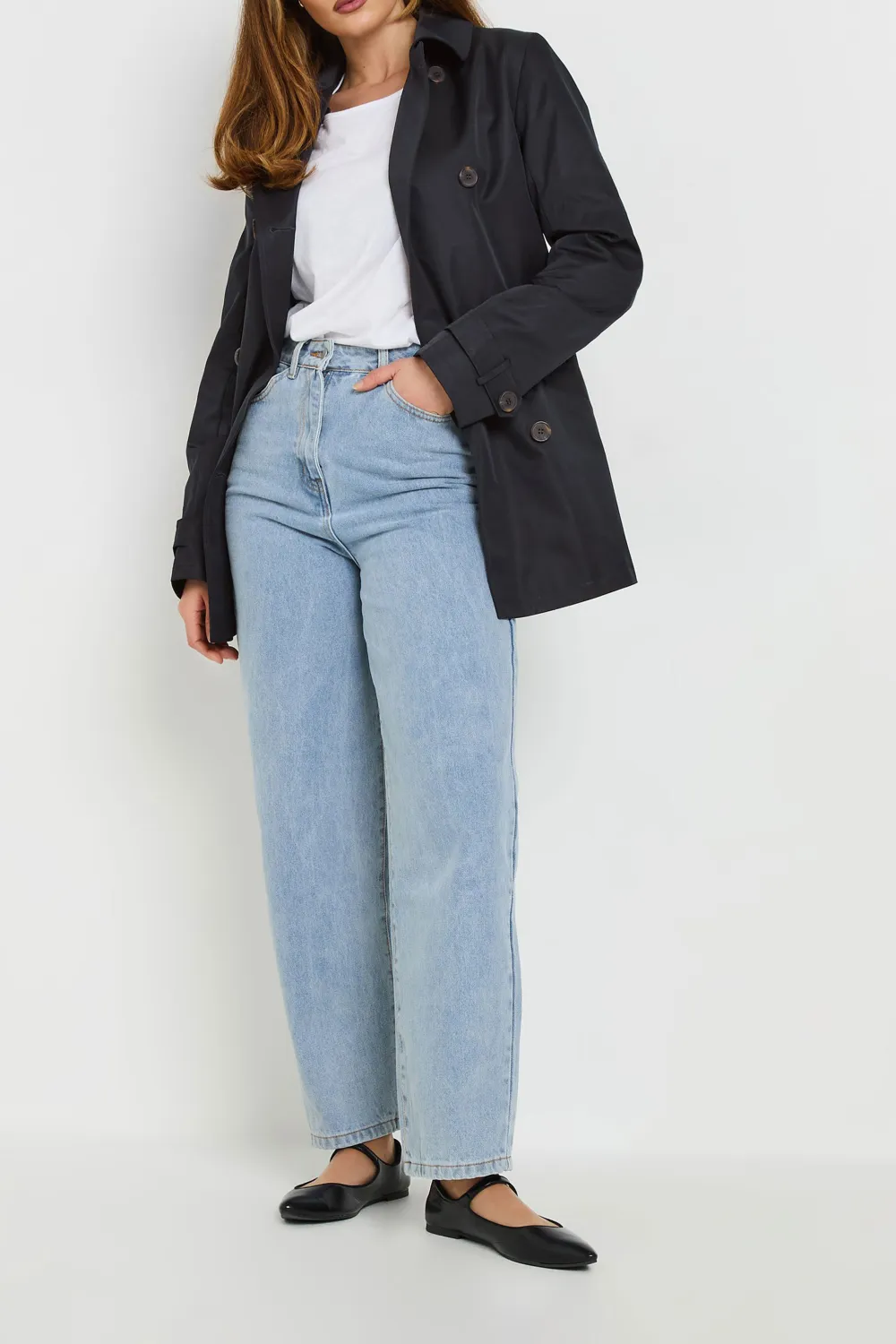 Casual Style Navy Blue Lined Coat