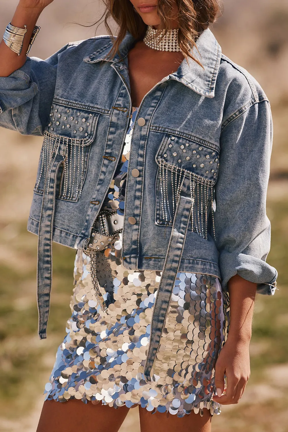 Rhinestone Denim Jacket