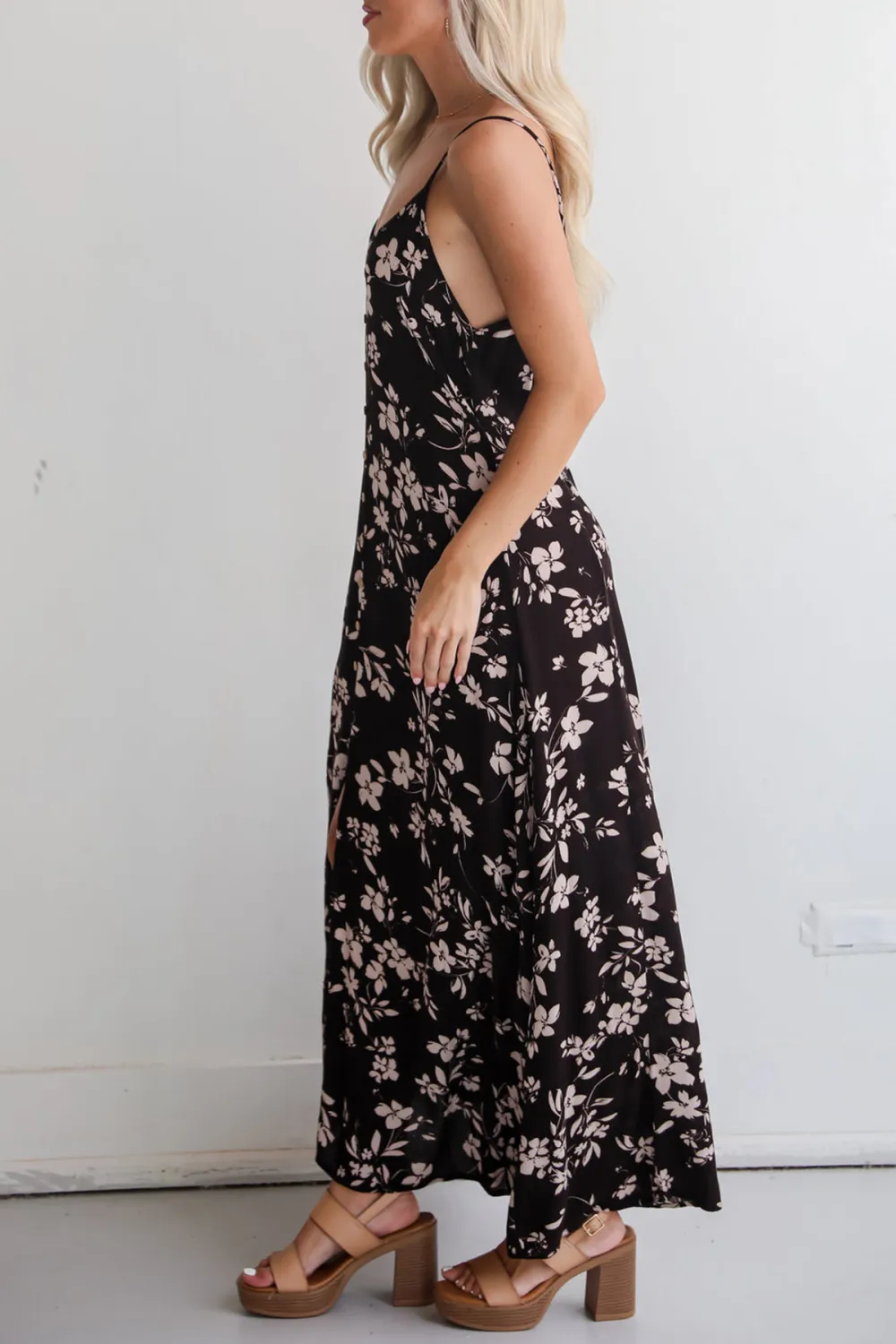 Marvelously Darling Black Floral Maxi Dress
