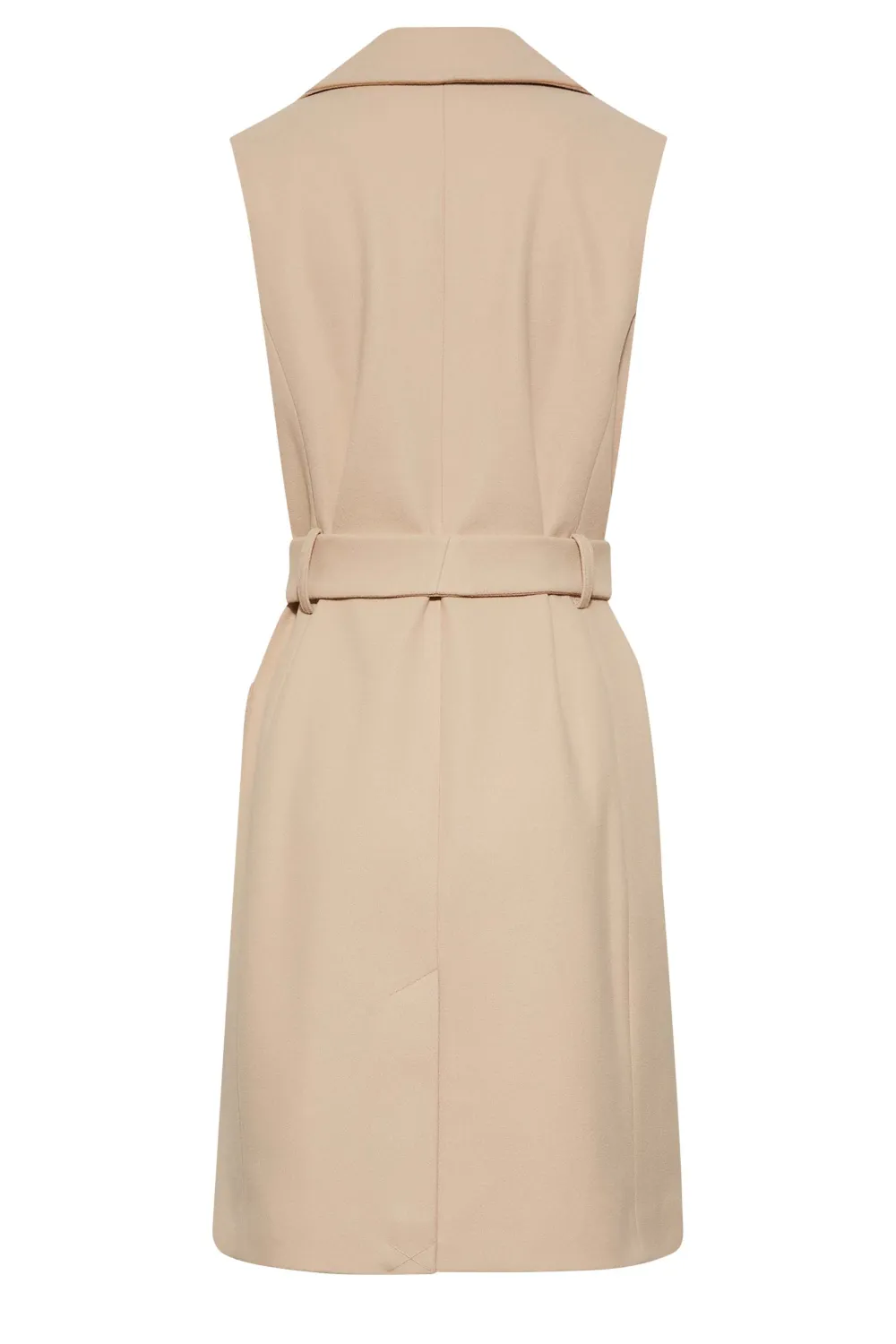 LTS Tall Natural Brown Sleeveless Double Breasted Jacket