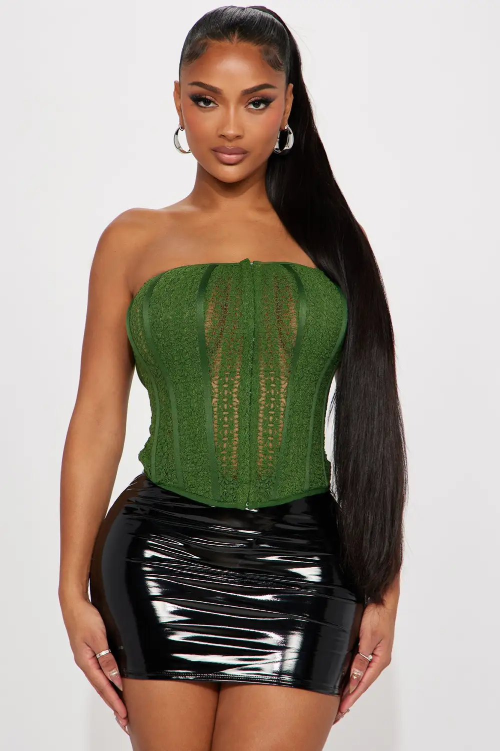 Hello Darlin' Lace Corset Top - Olive