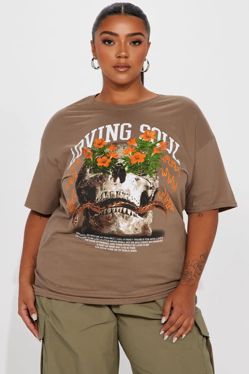 Loving Soul Skull Graphic Tee - Mocha