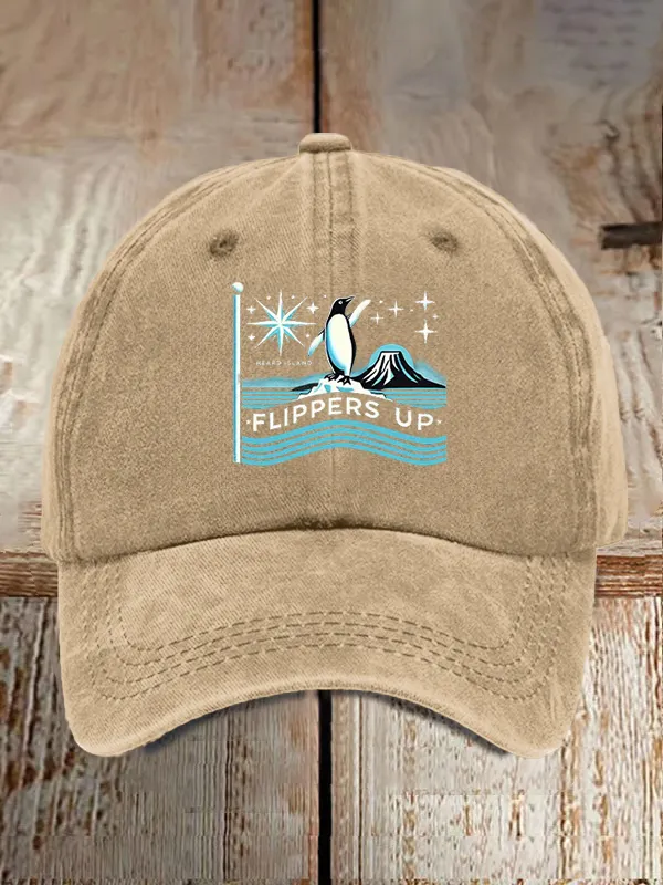Penguins Flippers Up Print Baseball Cap