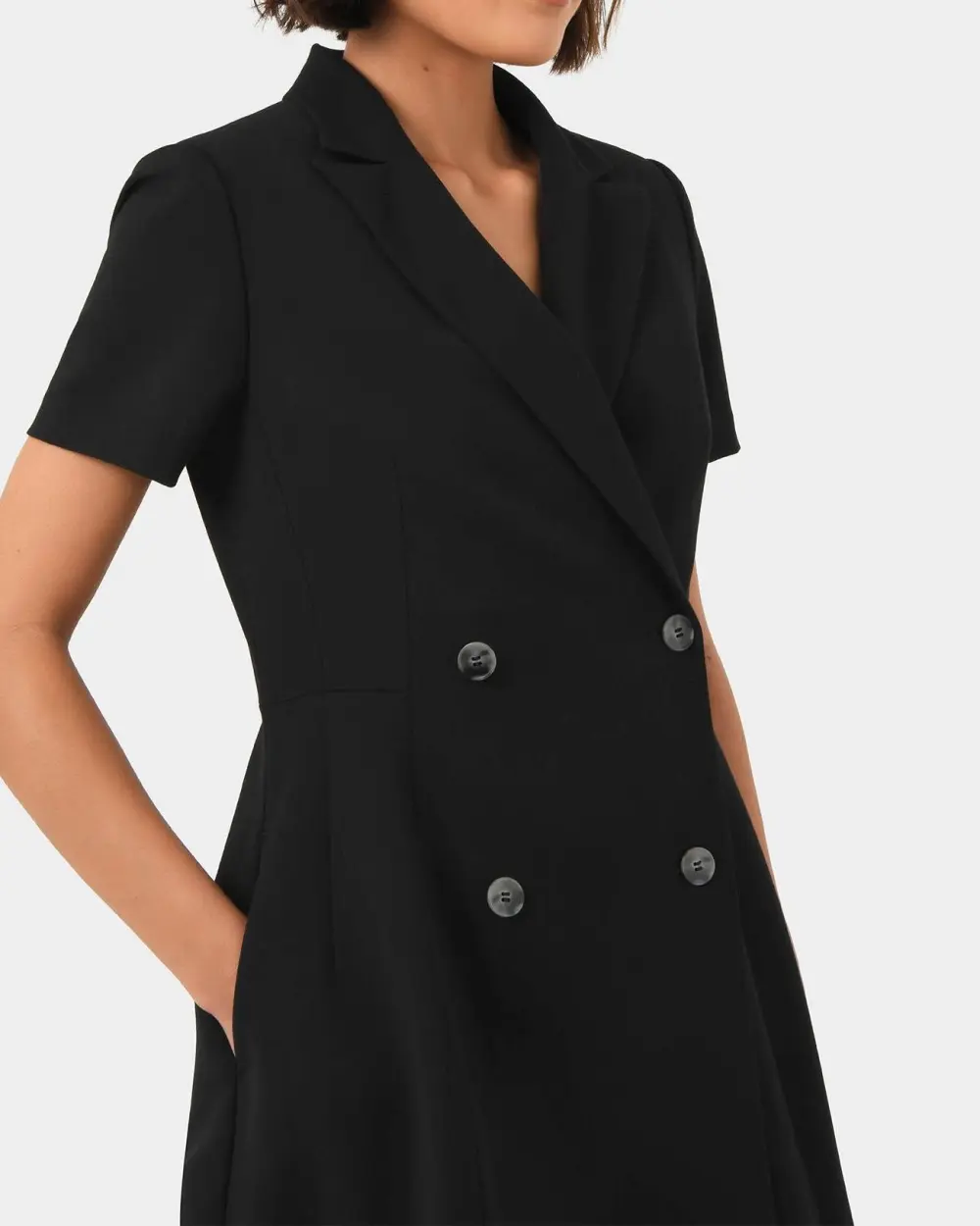 A-line Silhouette Suit Dress -Black