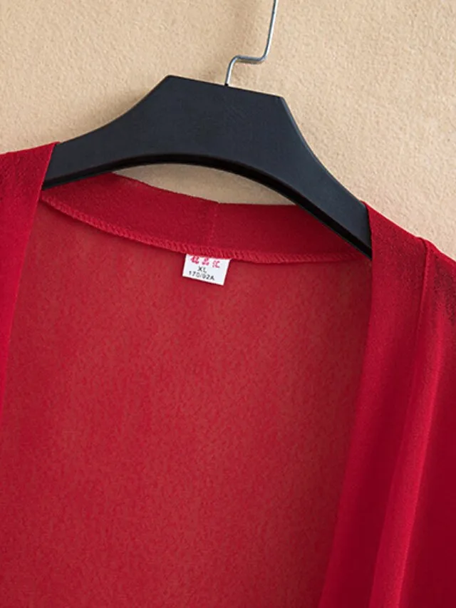 Women's Casual Jacket Long Coat Regular Fit Breathable Casual Jacket Spring Summer Long Sleeve Solid Color White Black Wine Outdoor Street Daily