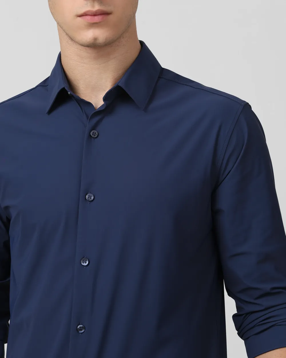 Leisure Soft And Comfortable Slim-Fit Dark Navy Shirt