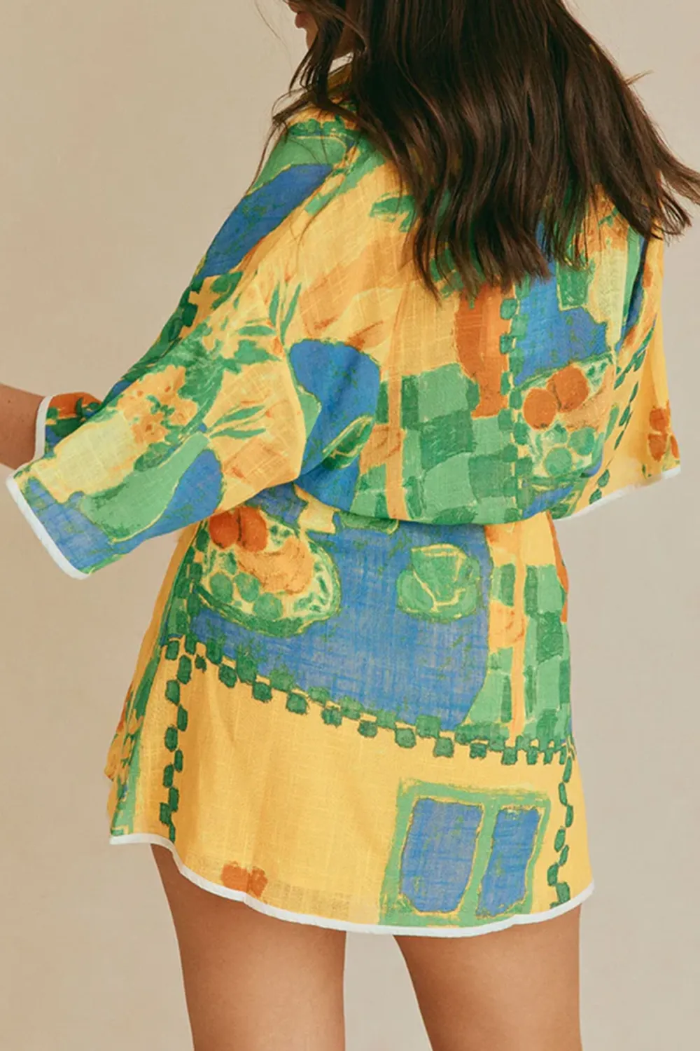 Floral Print Wrap Style Short Sleeve Top