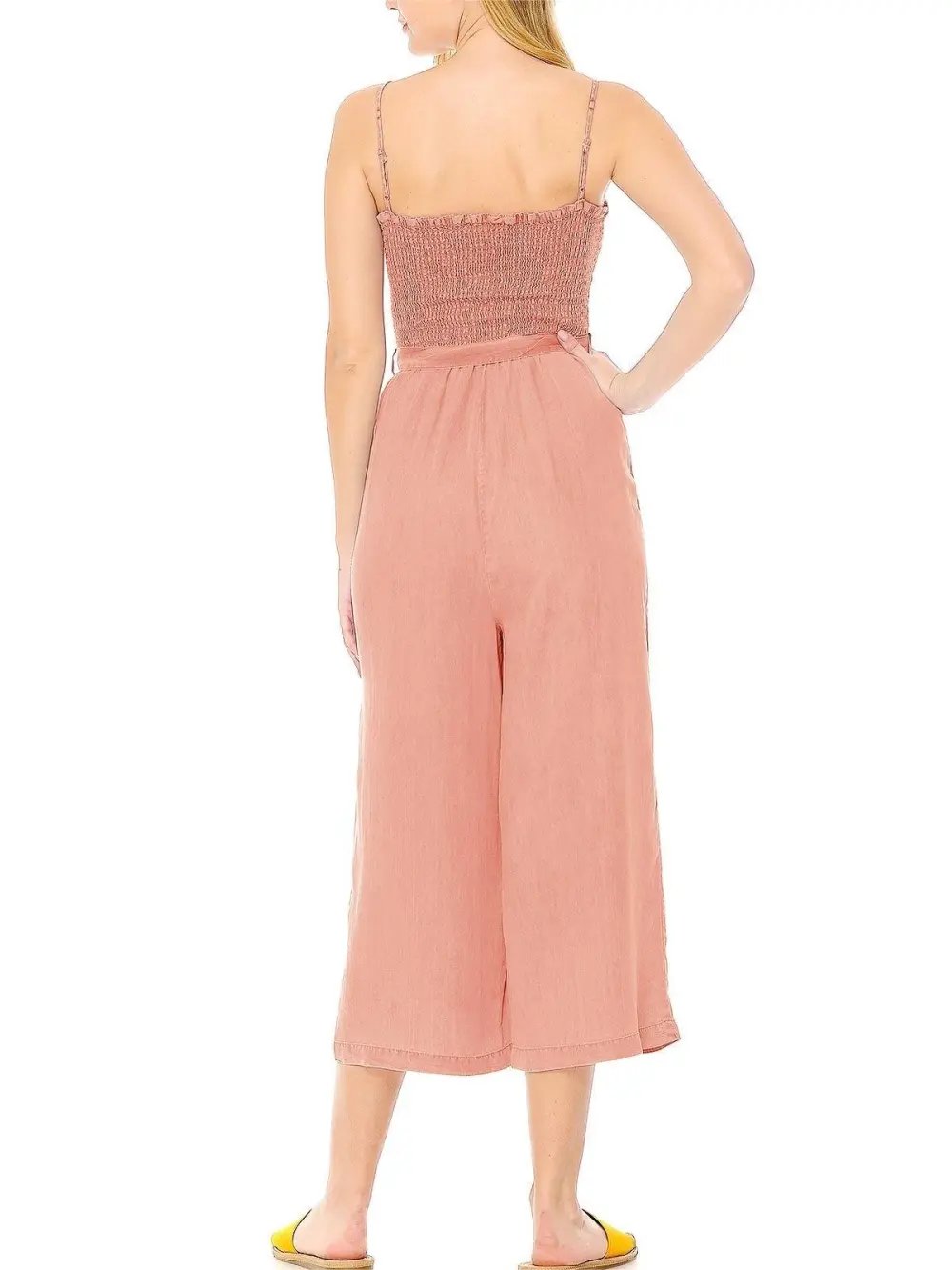 Chambray Strapless Culotte Jumpsuit