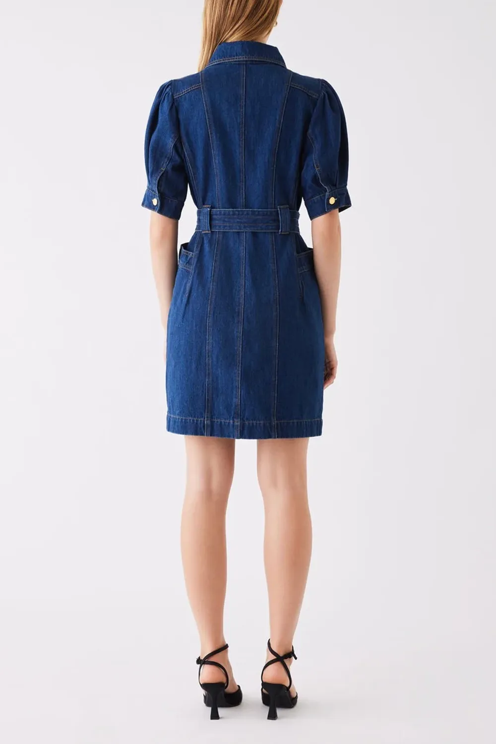 Indigo Denim Button - Front Mini Dress