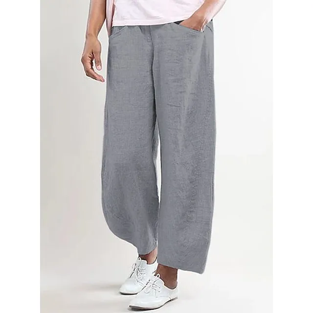 Women's High Waist Yoga Pants Wide Leg Side Pockets Baggy Bottoms Quick Dry Solid Color Green Pink Grey Yoga Fitness Gym Workout Summer Sports Activewear Micro-elastic Athletic