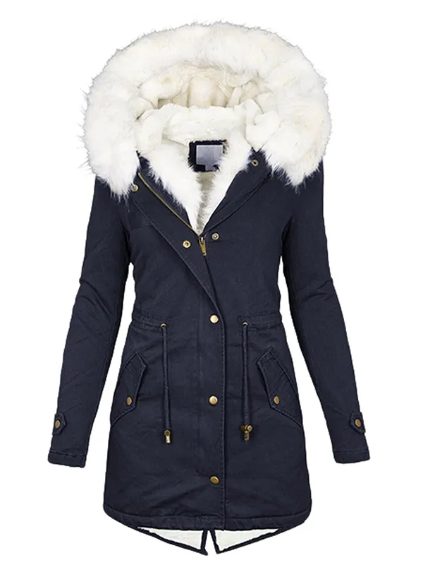 Ladies winter warm hooded coat