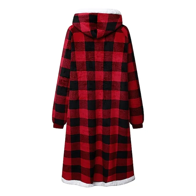 Oversized Wearable Blanket Christmas Flannel Thick Soft Warm Long Hoodie Blanket Big Hooded Sweatshirt Hoodie Blanket for Adults Women Girls Teenagers Teens Men Black