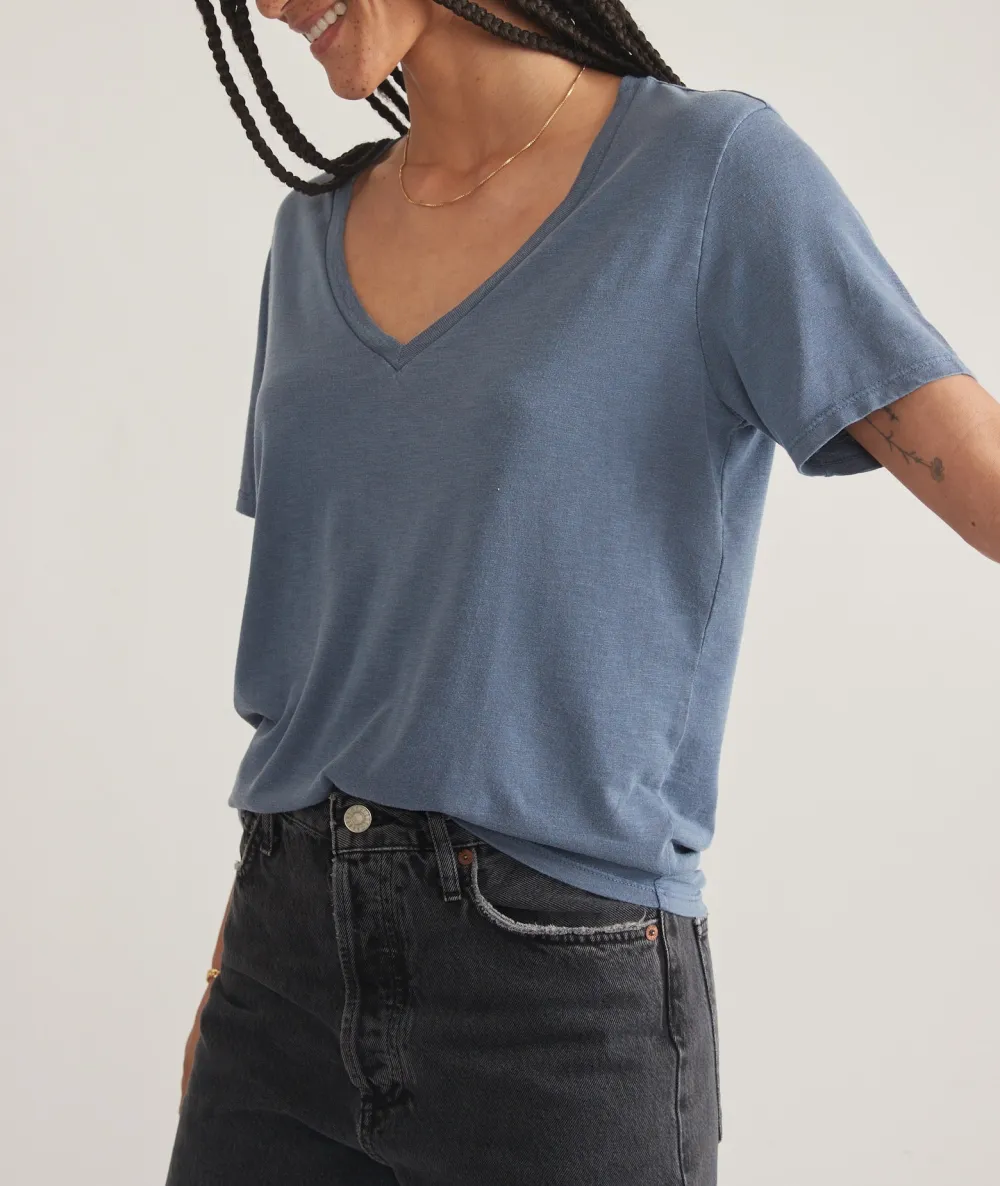 Slouchy Fit V-Neck Cotton Tee