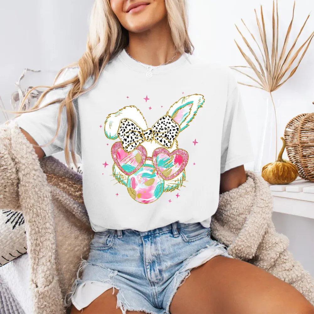 T-shirt Happy Easter Women Printed Round Neck Short Sleeve
