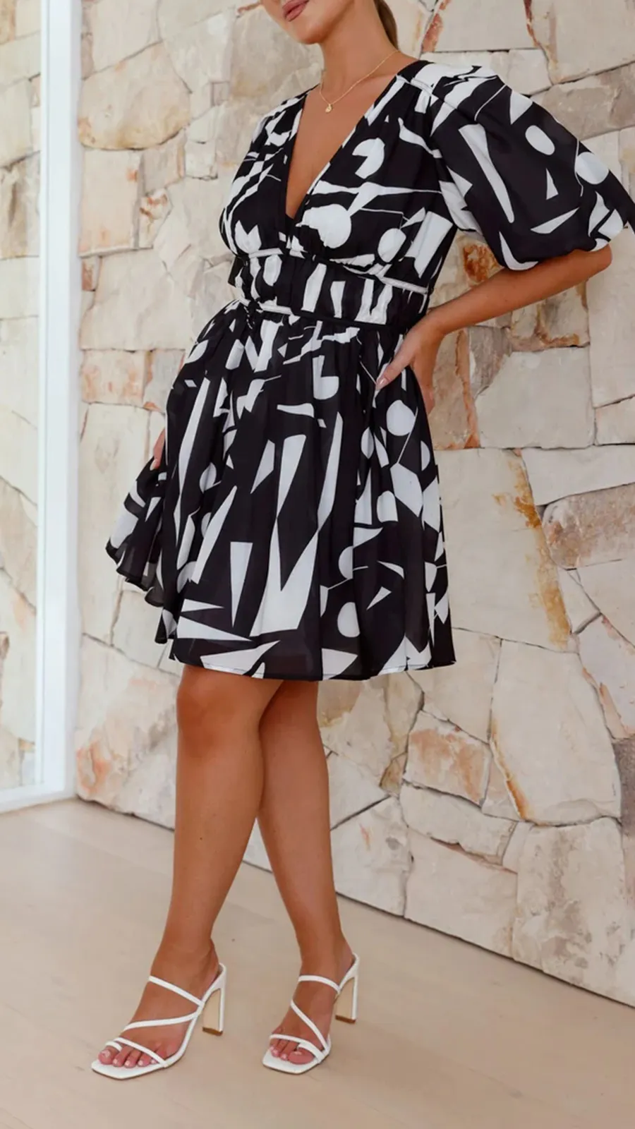 Short Puff Sleeve Mini Dress