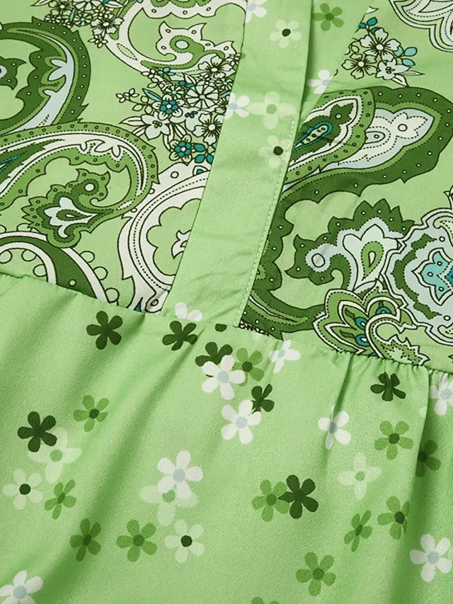 Women‘s Shift Dress Boho Dress Knee Length Dress Pink Long Sleeve Floral Ruffle Smocked Print Summer Spring V Neck Boho Casual Flare Cuff Sleeve 2023 4XL