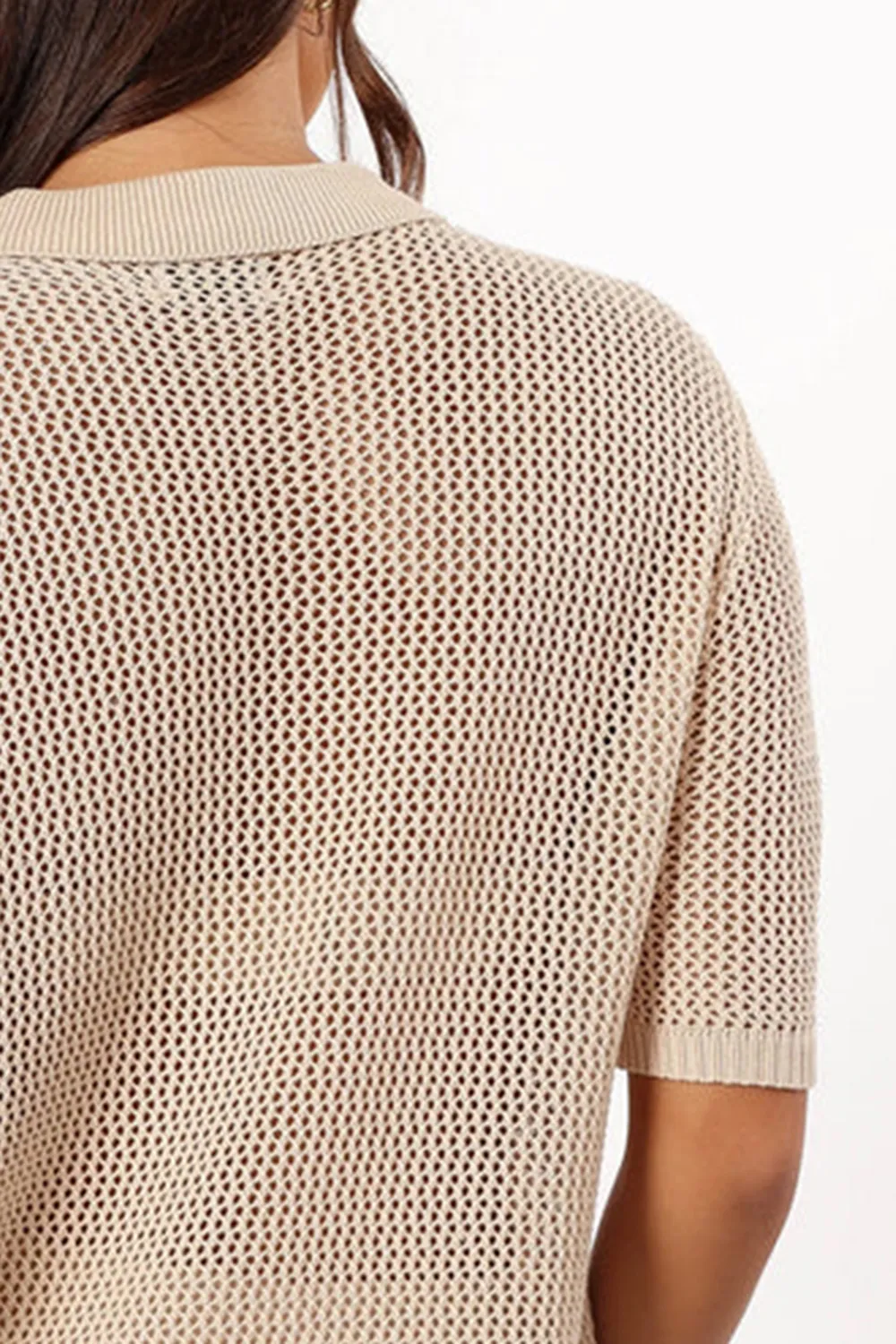 WHITE MESH TRANSLUCENT LONG SLEEVE TOP