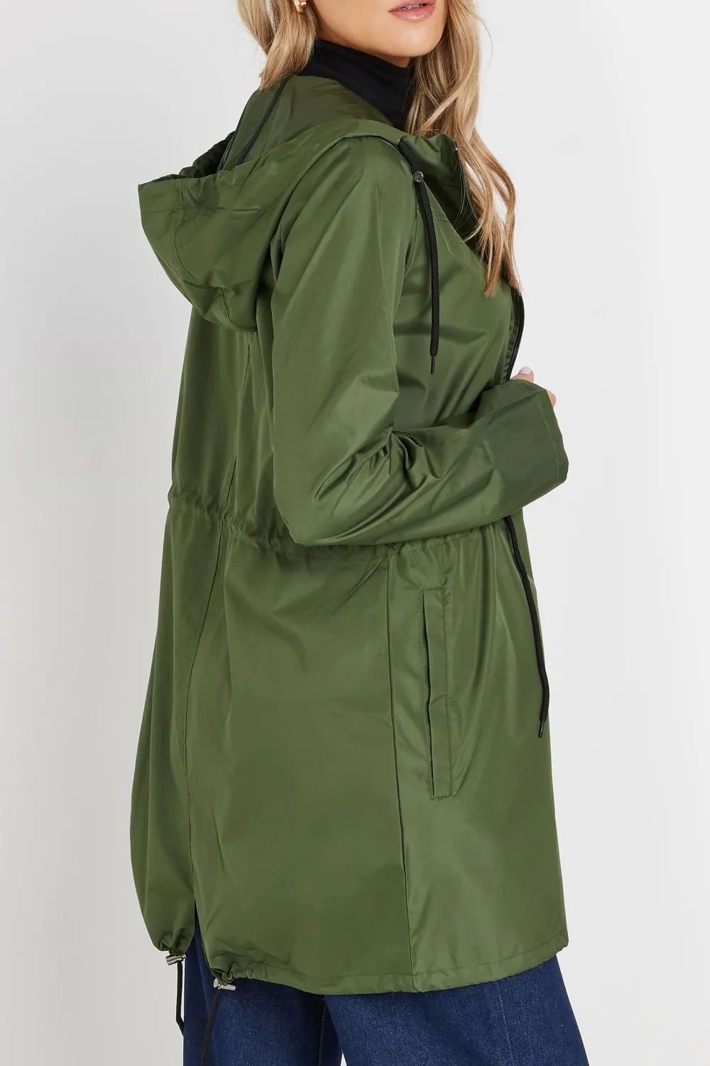 Khaki Green Pocket Hooded Parka