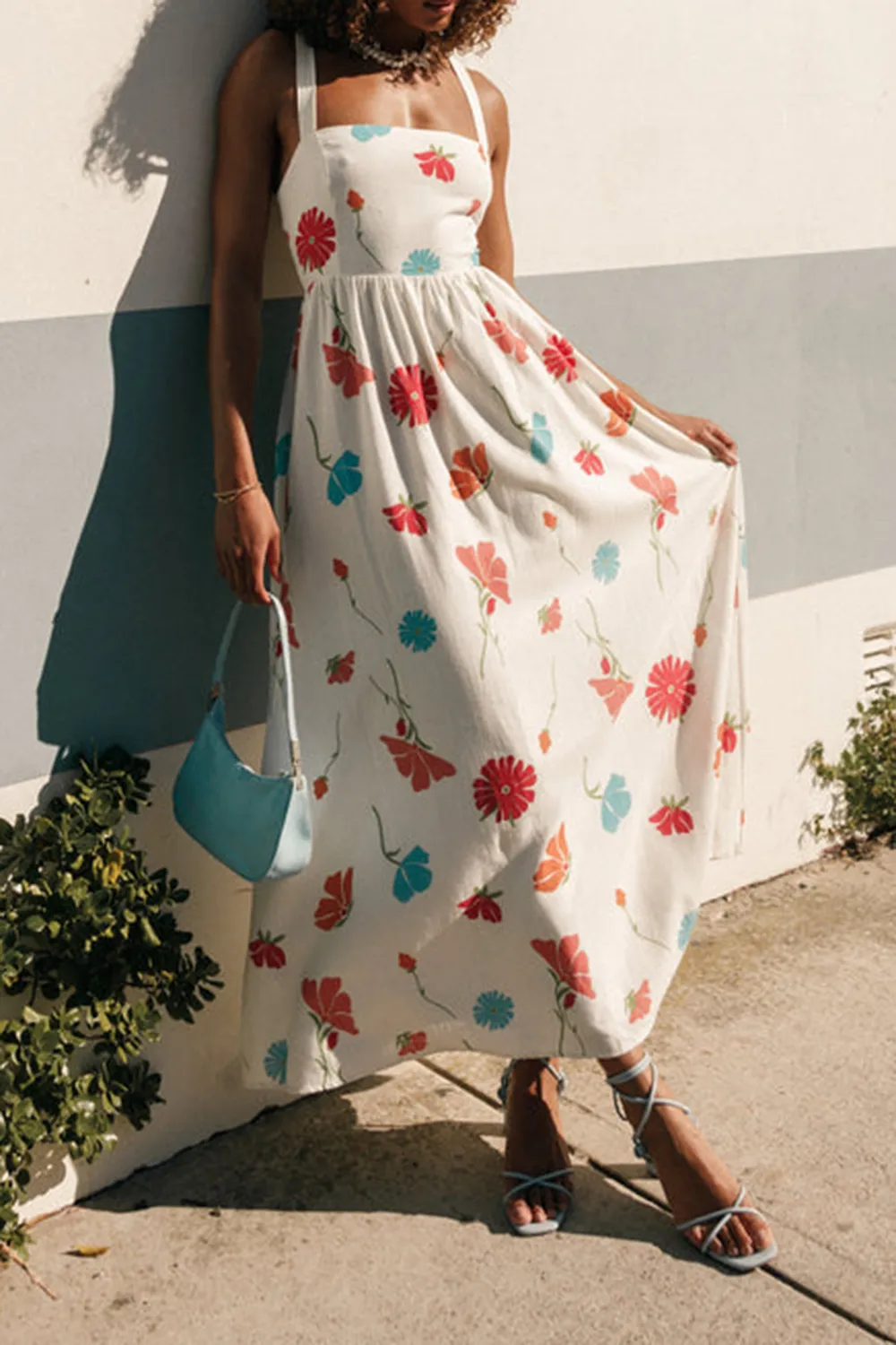 SWEET PRINT STRAP DRESS