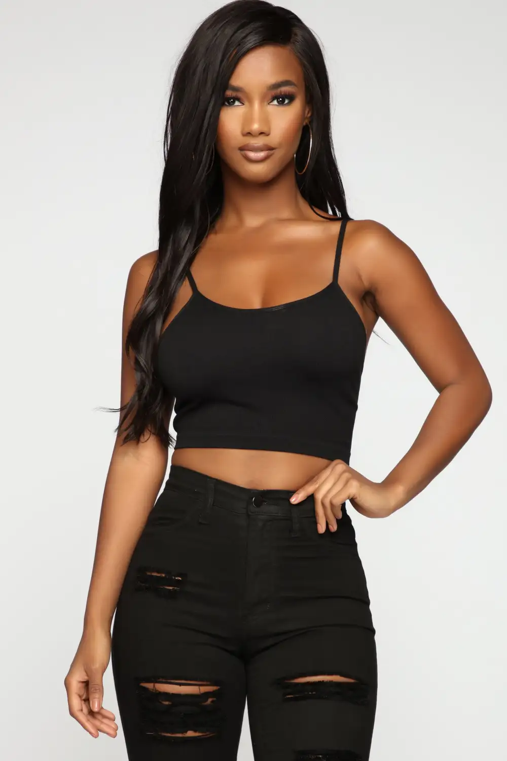 Layla Seamless Crop Cami - Black