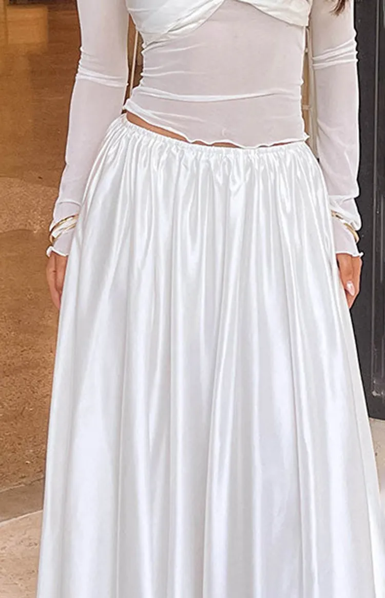 White Chiffon Flowing Long Skirt