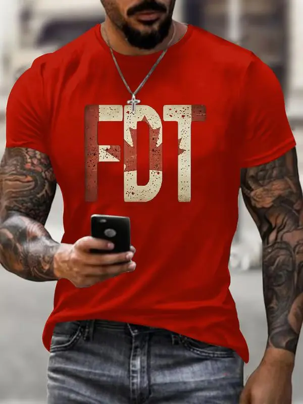 Men'S Retro Canada FDT Print T-Shirt