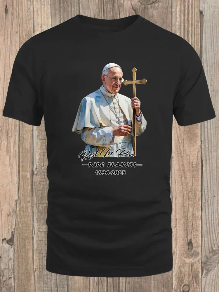 Men's Rest In Peace 1936-2025 Print Short Sleeve Round Neck Cotton T-Shirt