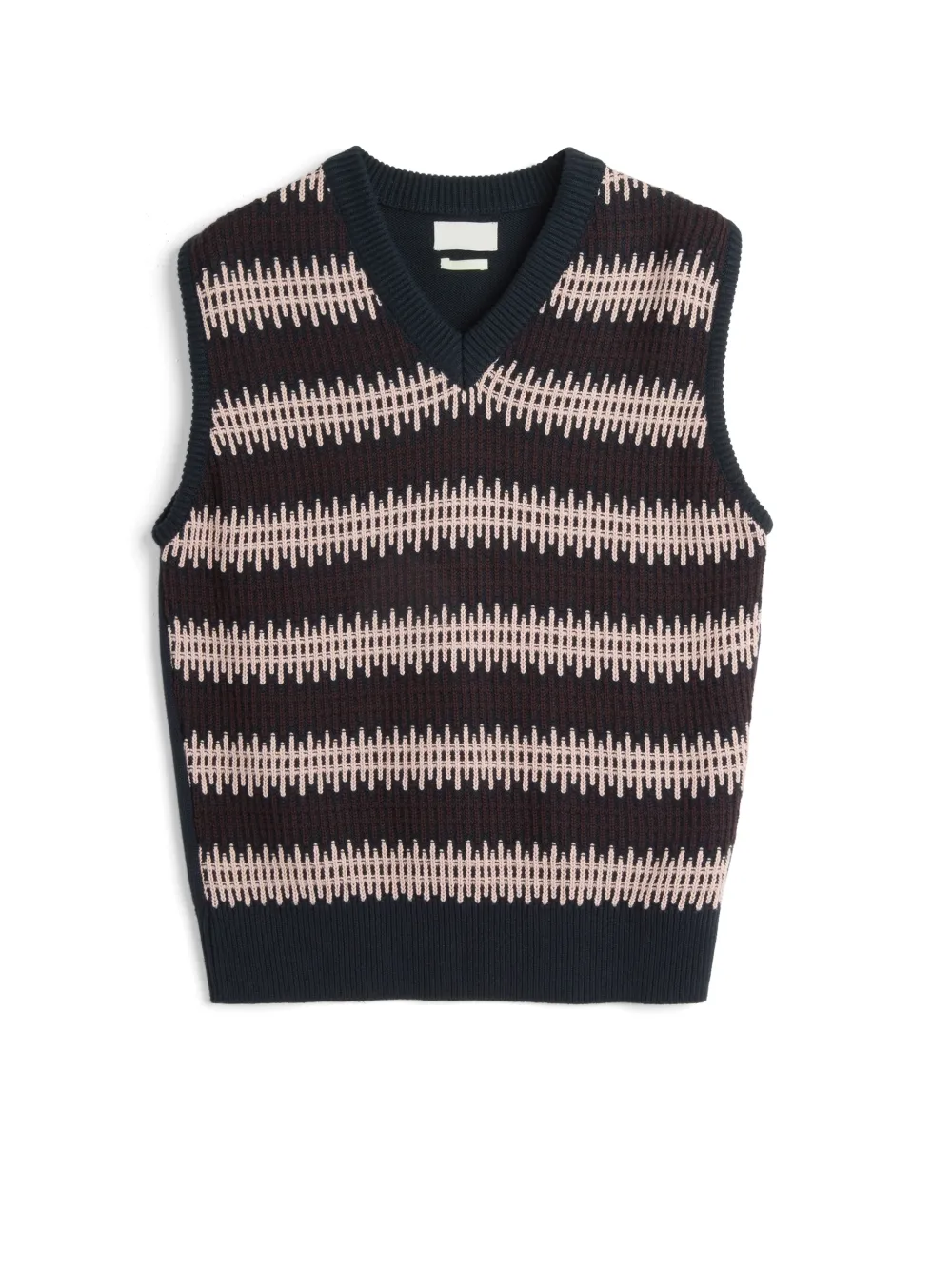 Navy Casual Style Striped V Neck Vest