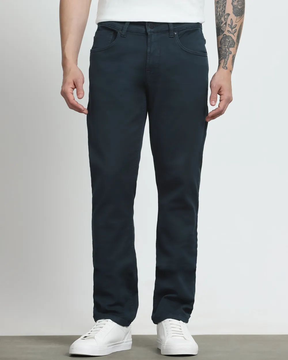 Classic Versatile And Comfortable Straight Navy Jeans