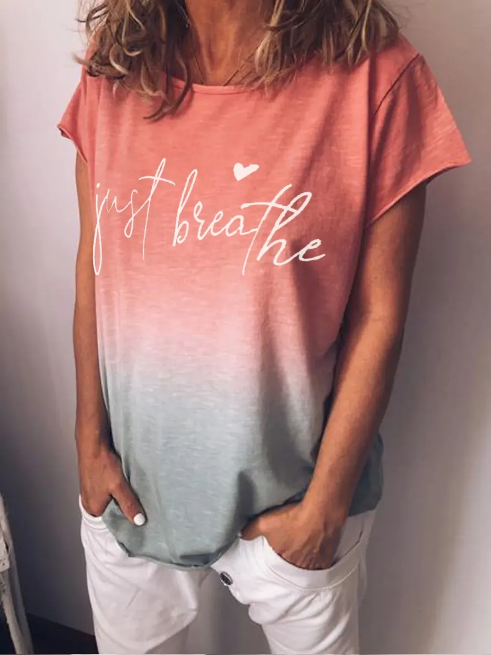 Letter Crew Neck Casual Shirts & Tops