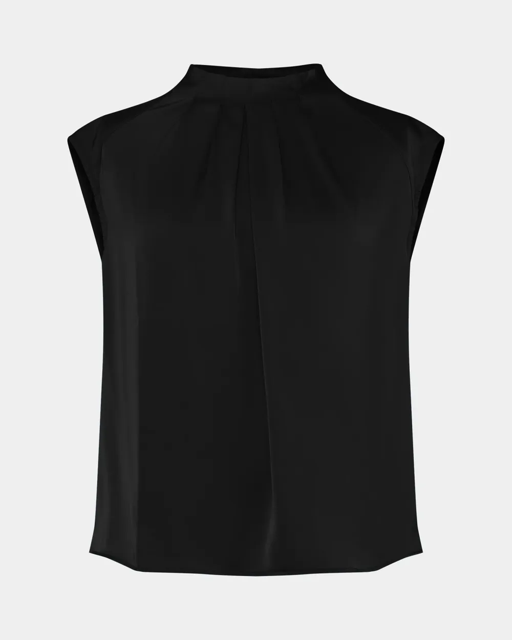 Crew Neck Pleated Satin Top