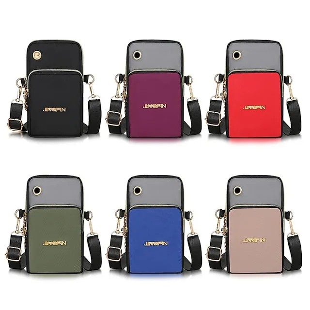 Men's Women's Crossbody Bag Shoulder Bag Wristlet Mobile Phone Bag Oxford Cloth Outdoor Daily Zipper Large Capacity Waterproof Lightweight Color Block Black Red Blue