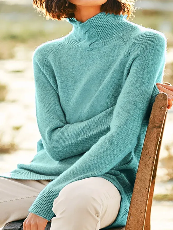 Long Sleeve Turtleneck Knitted Basic Sweater