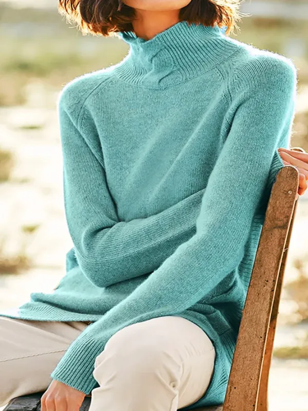 Long Sleeve Turtleneck Knitted Basic Sweater