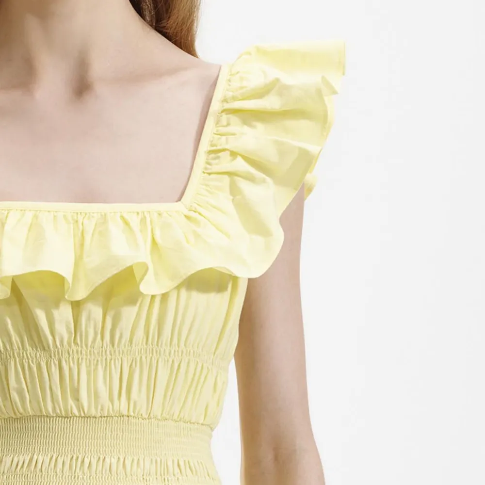 Yellow Cotton Midi Dress