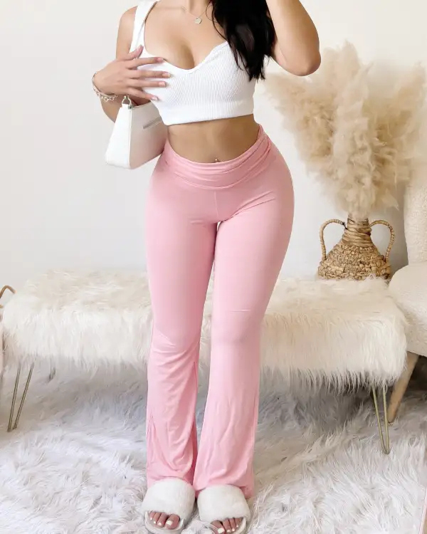 RESTOCKED! RUNNING ERRANDS FOLD OVER LEGGINGS (BBY PINK)