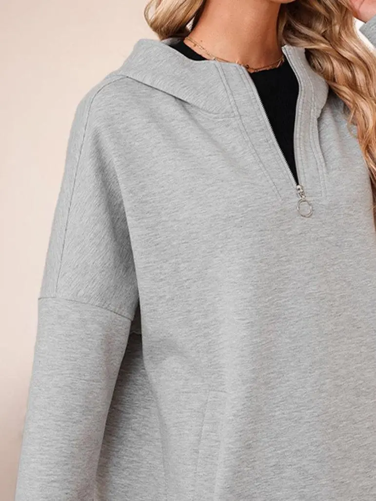 Simple Comfortable Grey Long Sleeve Hoodie