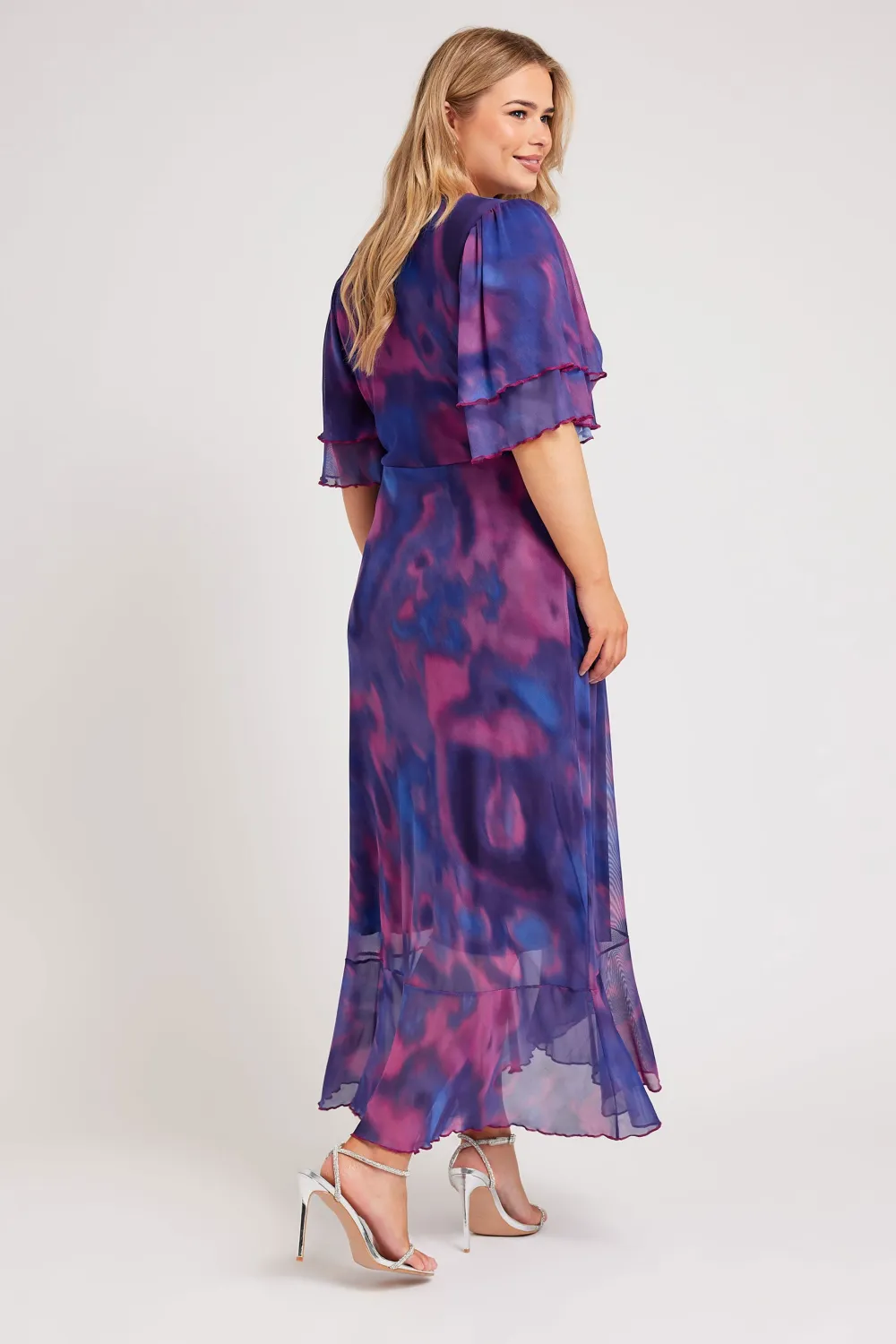 YOURS LONDON Curve Purple Abstract Print Midi Wrap Dress