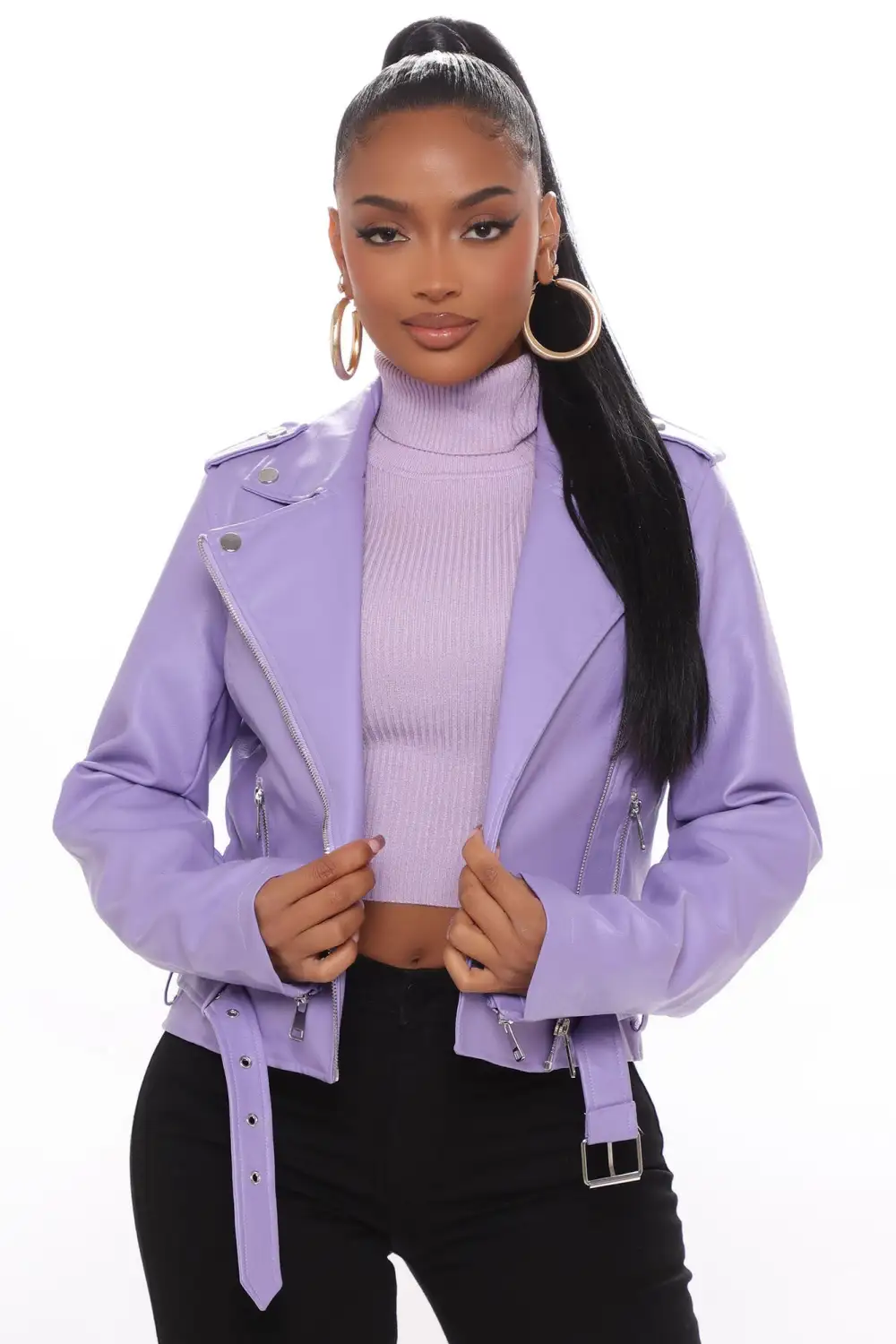 Araxie Vegan Leather Jacket - Lavender