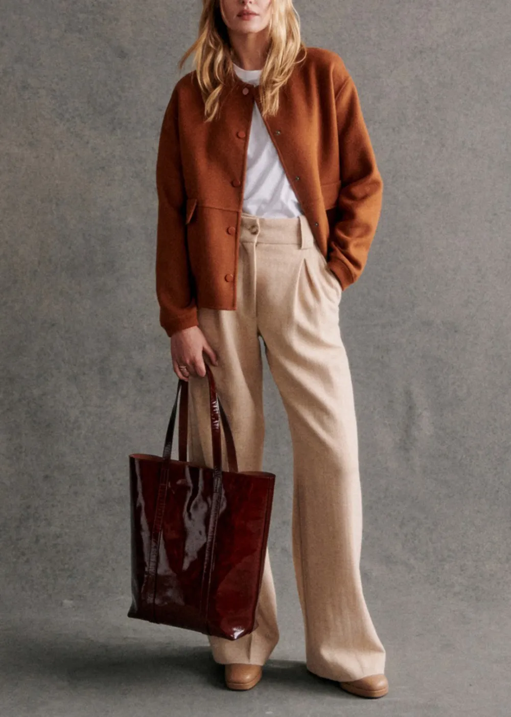 Solid Color Short Double-Faced Wool Coat