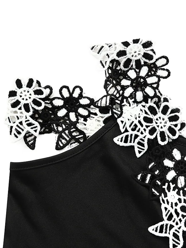 Women's Casual Dress Summer Dress Plain Dress Plain Lace Strap Mini Dress Fashion Modern Outdoor Street Sleeveless Regular Fit Black White Red Summer Spring S M L XL XXL