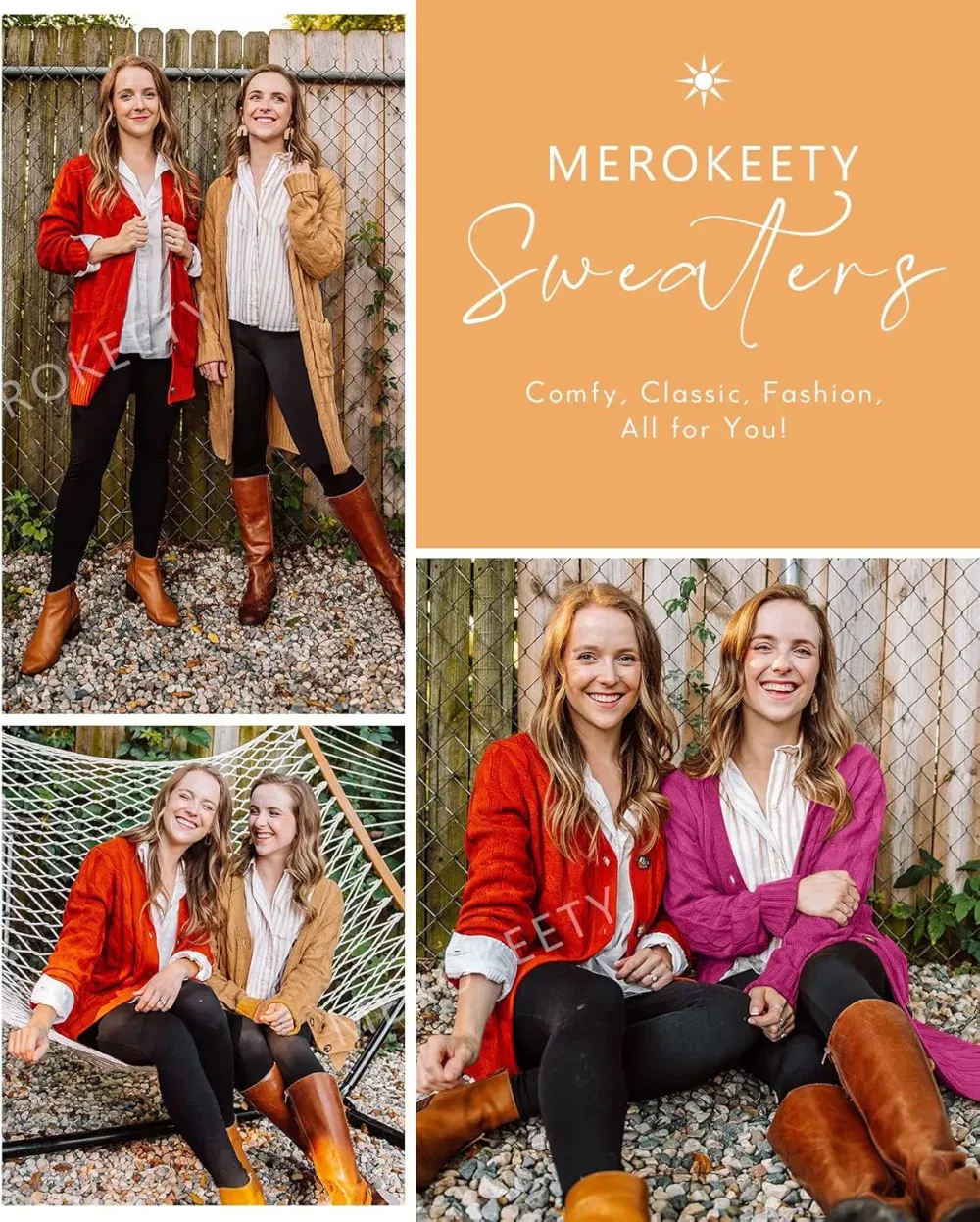 MEROKEETY Women's 2024 Fall Long Sleeve Cable Knit Sweater Open Front Cardigan Button Loose Outerwear