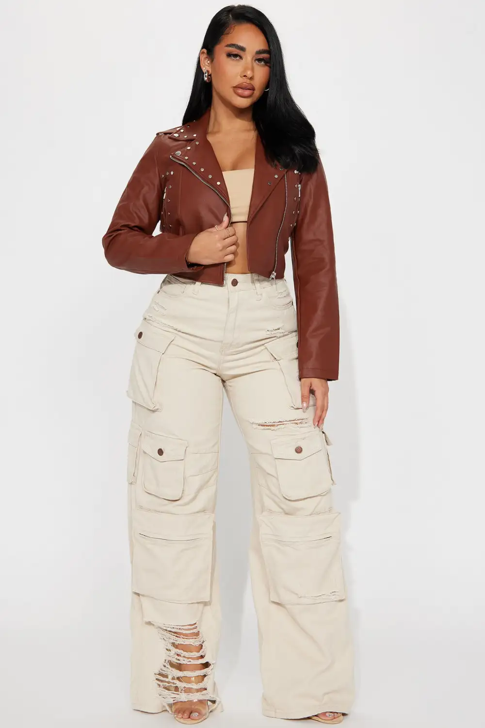 Such A Stud Moto Jacket - Brown