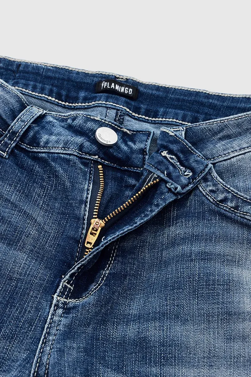 Ripped Low Waist Bootcut Jeans Without Belt