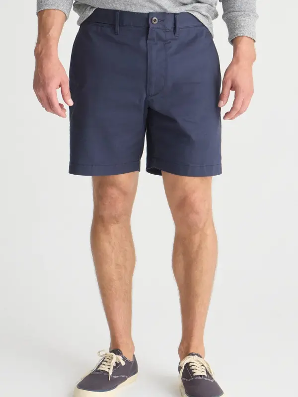 Navy Blue Flat Front Tailored Shorts