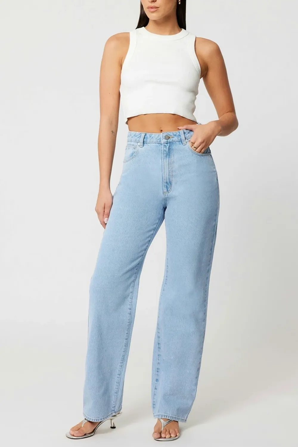 Wide Leg Light Blue High Rise Jean