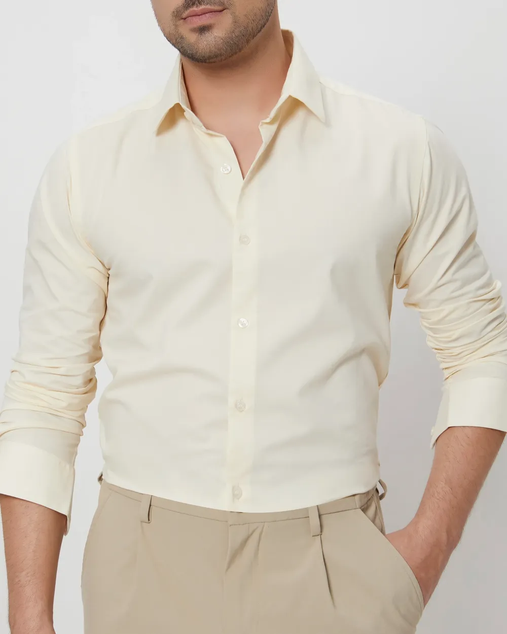 Leisure Soft And Comfortable Slim-Fit Dark beige Shirt